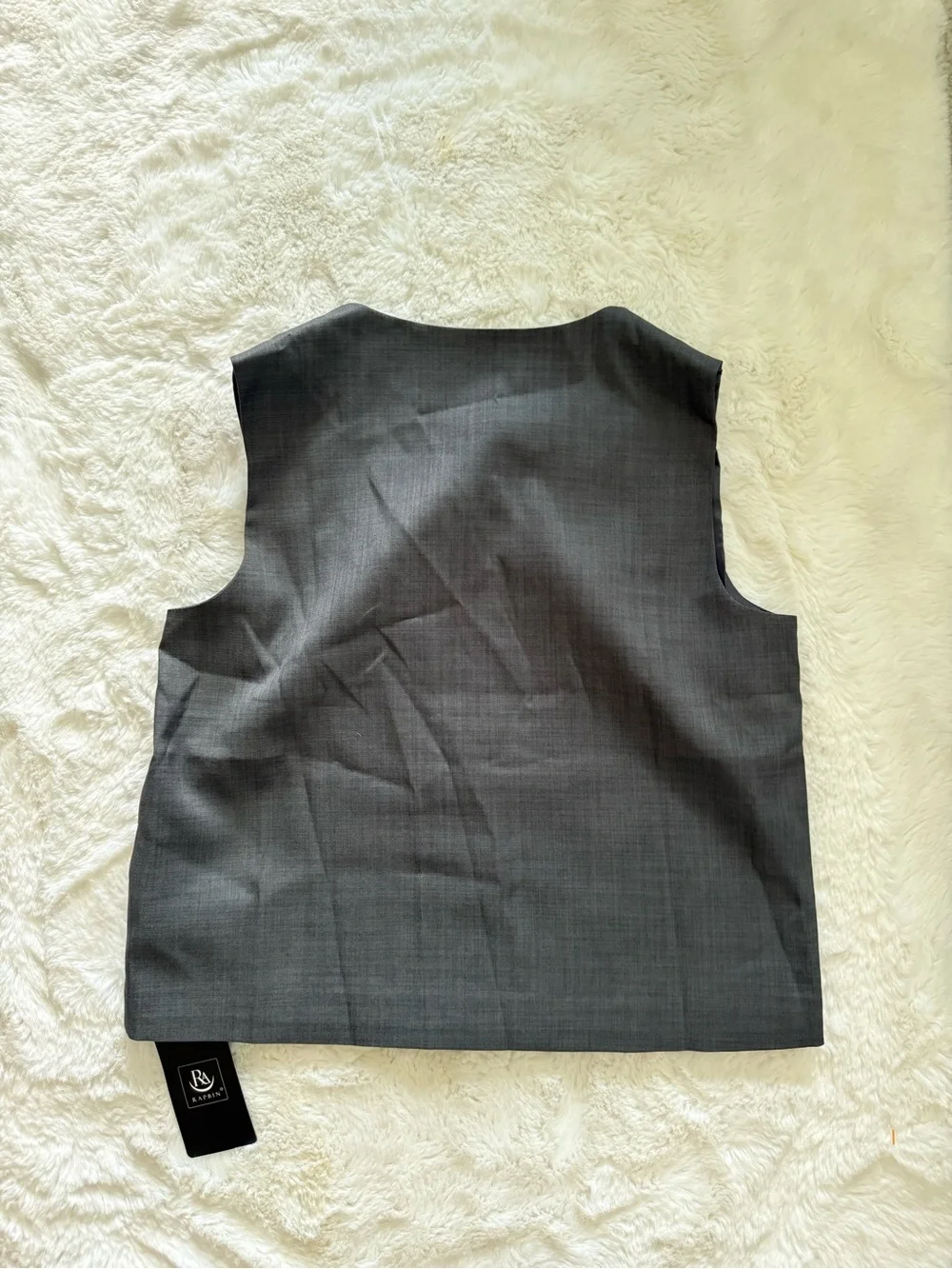NWT Sleeveless Button-Front Vest in Charcoal Gray